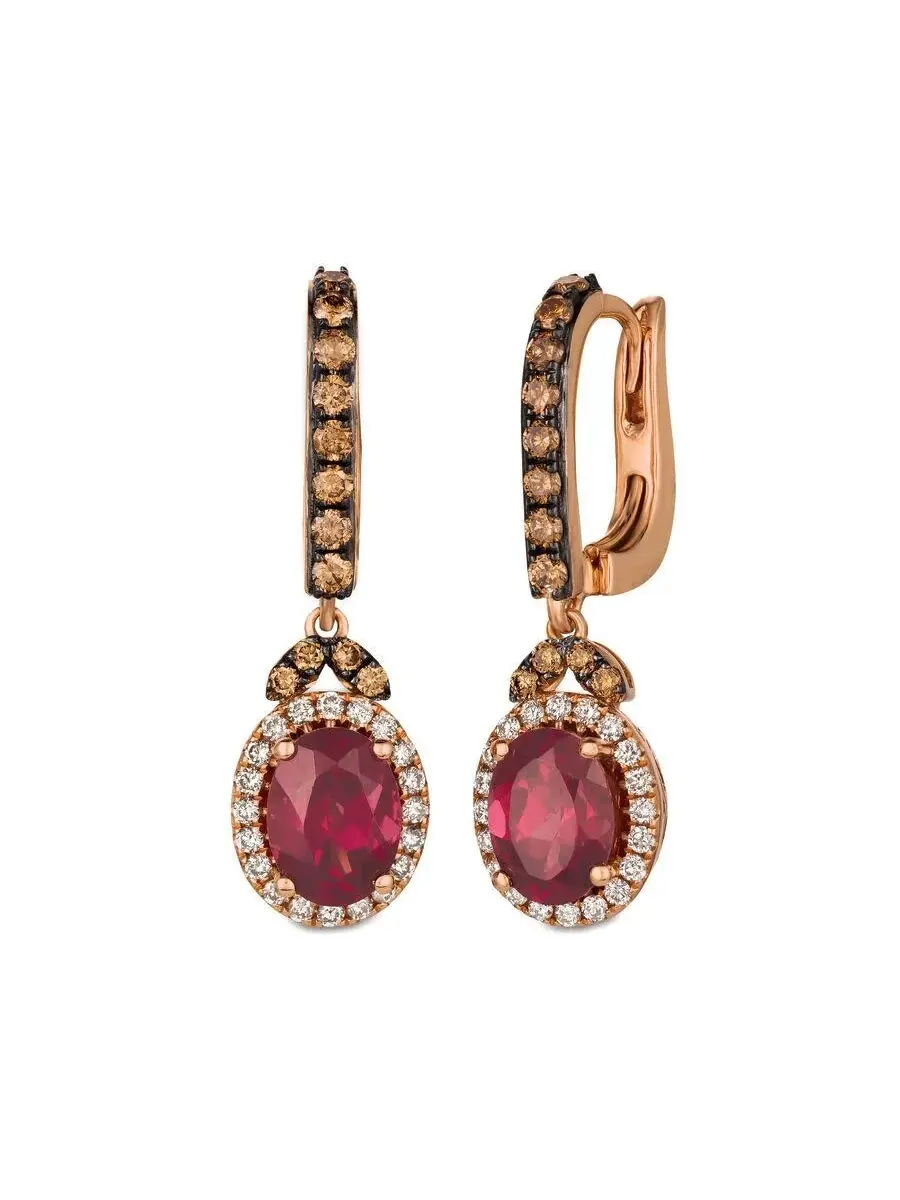 Серьги Le Vian Ladies с малиным родолитом, выполненные из 14-каратного клубничного золота