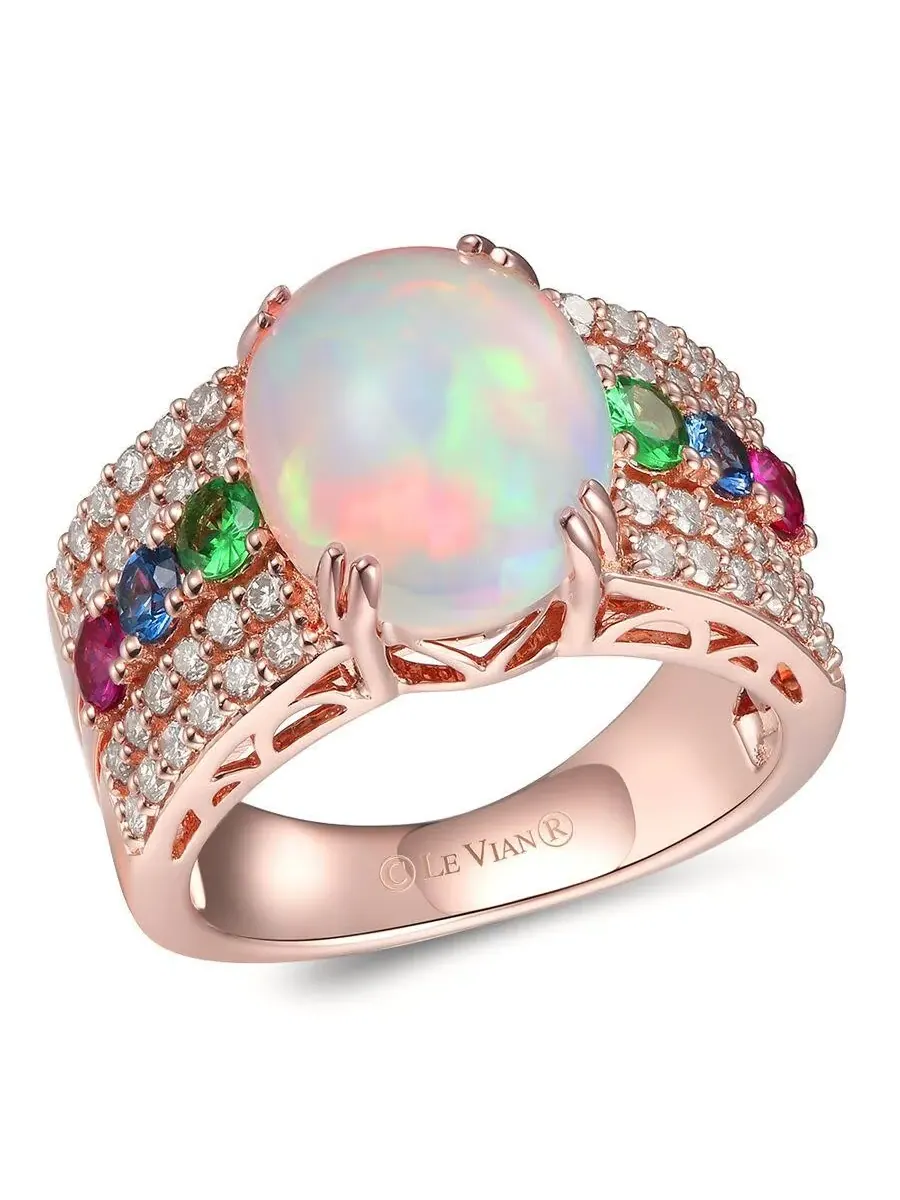 Женское кольцо с неаполитанским опалом Le Vian, установленное в 14-каратное клубничное золото — изображение 1 из 1