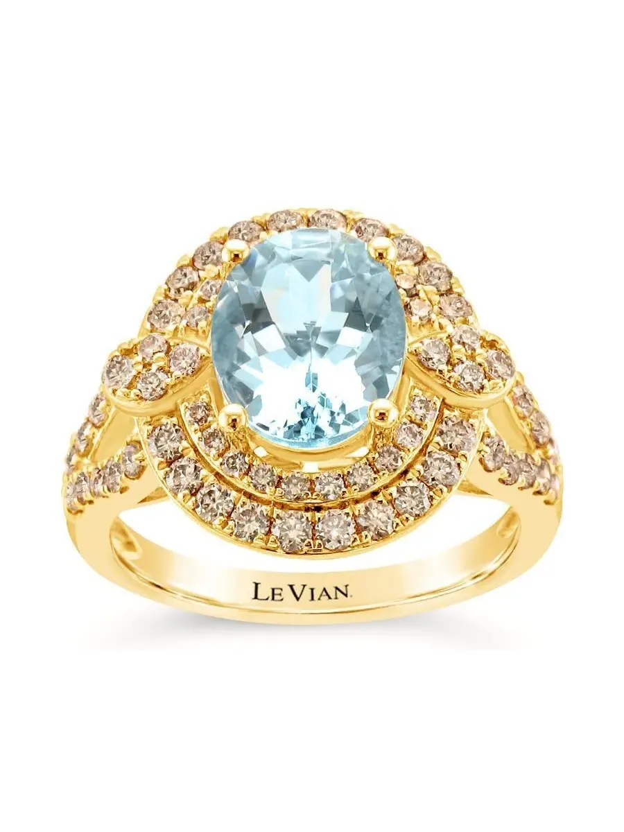 Женские кольца Le Vian с аквамарином морского синего цвета в оправе из 14-каратного клубничного золота — изображение 1 из 1