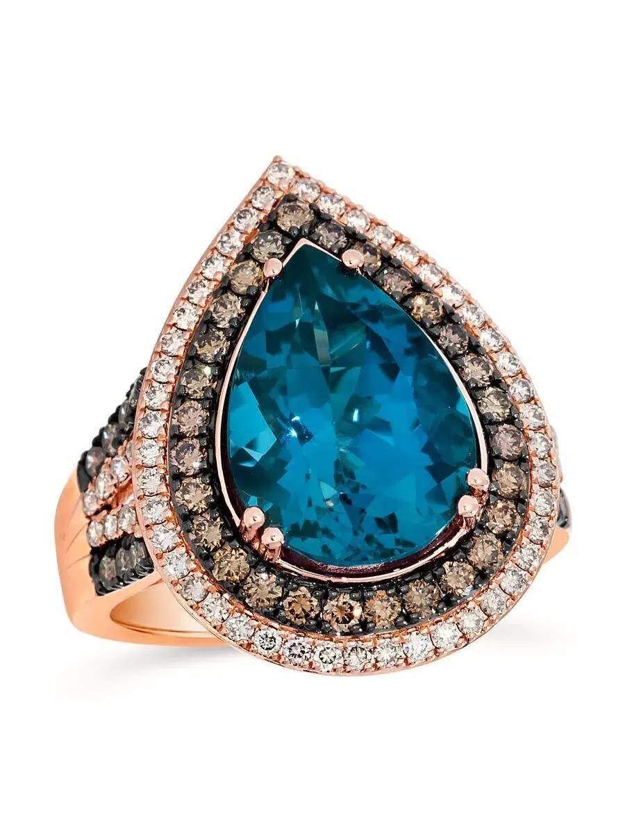 Женские полудрагоценные кольца Le Vian, выполненные из 14-каратного клубничного золота — изображение 1 из 1, оттенок синий
