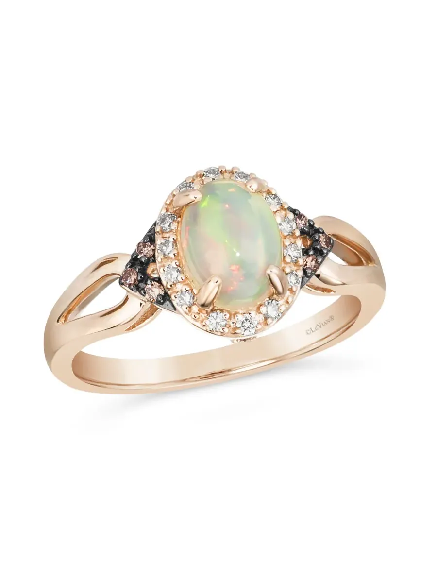 Кольцо с неаполитанским опалом Le Vian, выполненное из 14-каратного клубничного золота — изображение 1 из 4, оттенок белый