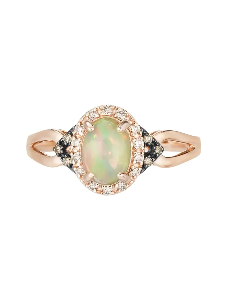 Кольцо с неаполитанским опалом Le Vian, выполненное из 14-каратного клубничного золота — изображение 2 из 4, оттенок белый