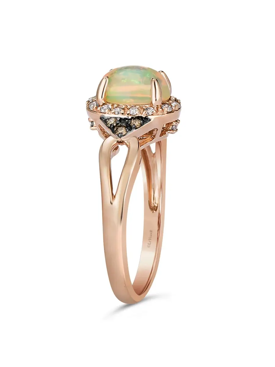 Кольцо с неаполитанским опалом Le Vian, выполненное из 14-каратного клубничного золота — изображение 3 из 4, оттенок белый