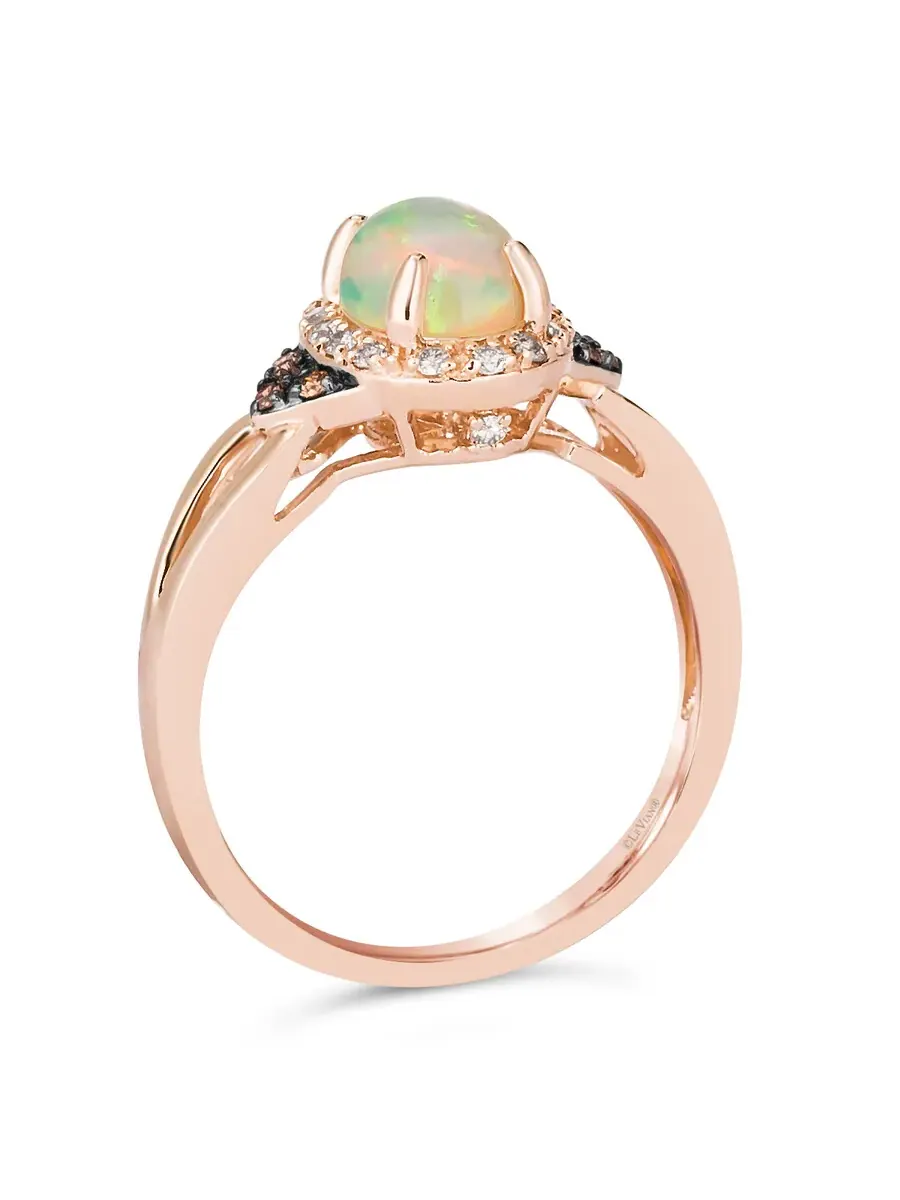 Кольцо с неаполитанским опалом Le Vian, выполненное из 14-каратного клубничного золота — изображение 4 из 4, оттенок белый