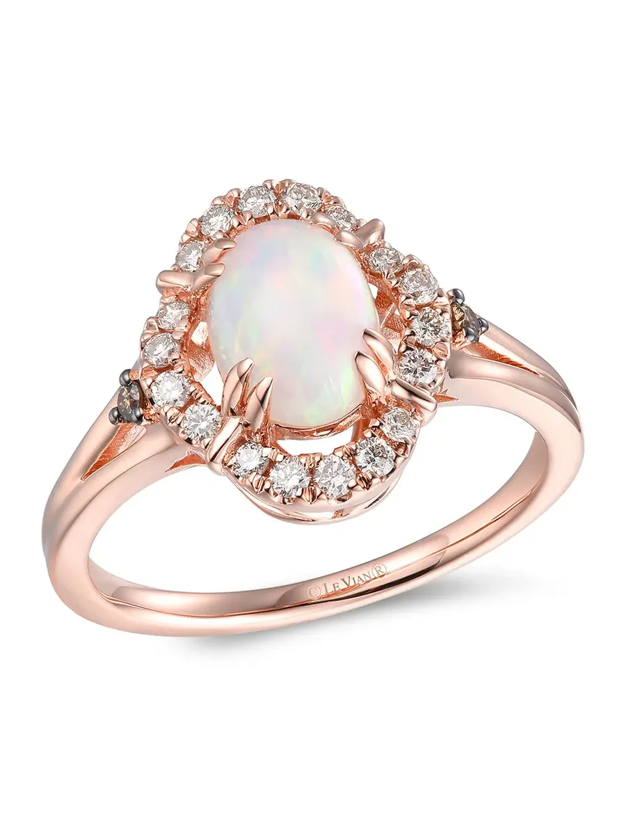 Кольцо Le Vian с неаполитанским опалом, выполненное из 14-каратного клубничного золота — изображение 1 из 3, оттенок белый