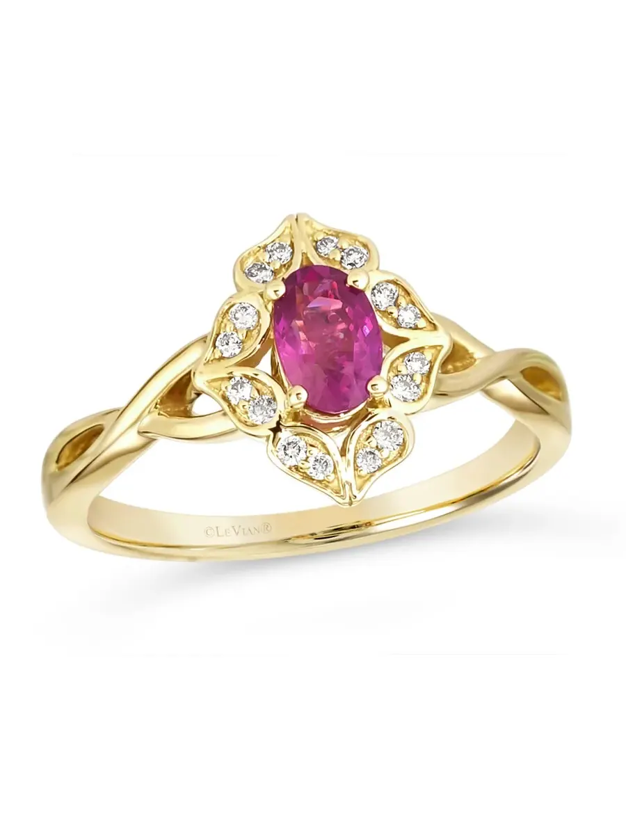 Кольцо Le Vian Passion с рубином, выполненное из 14-каратного медового золота — изображение 1 из 4, оттенок красный