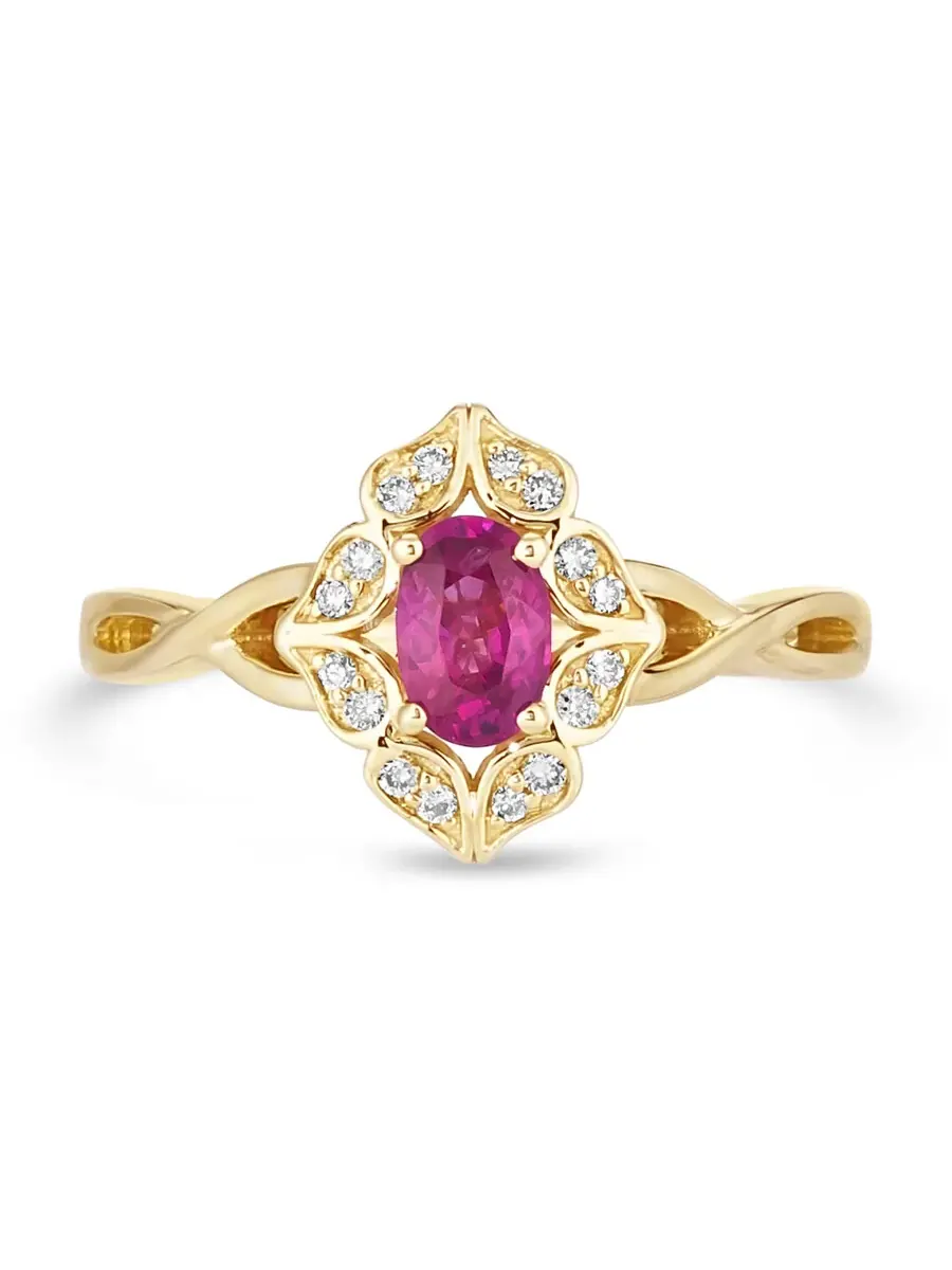 Кольцо Le Vian Passion с рубином, выполненное из 14-каратного медового золота — изображение 2 из 4, оттенок красный