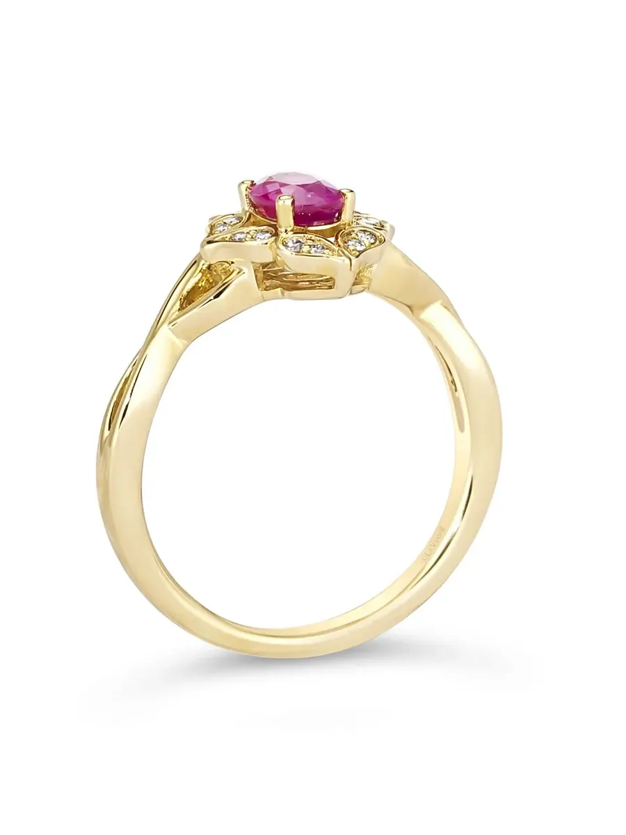 Кольцо Le Vian Passion с рубином, выполненное из 14-каратного медового золота — изображение 3 из 4, оттенок красный
