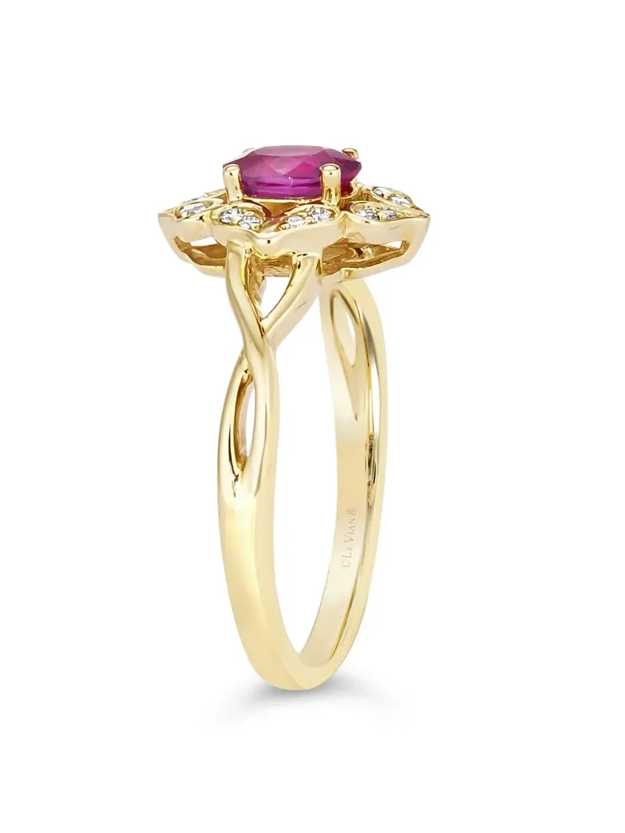 Кольцо Le Vian Passion с рубином, выполненное из 14-каратного медового золота — изображение 4 из 4, оттенок красный