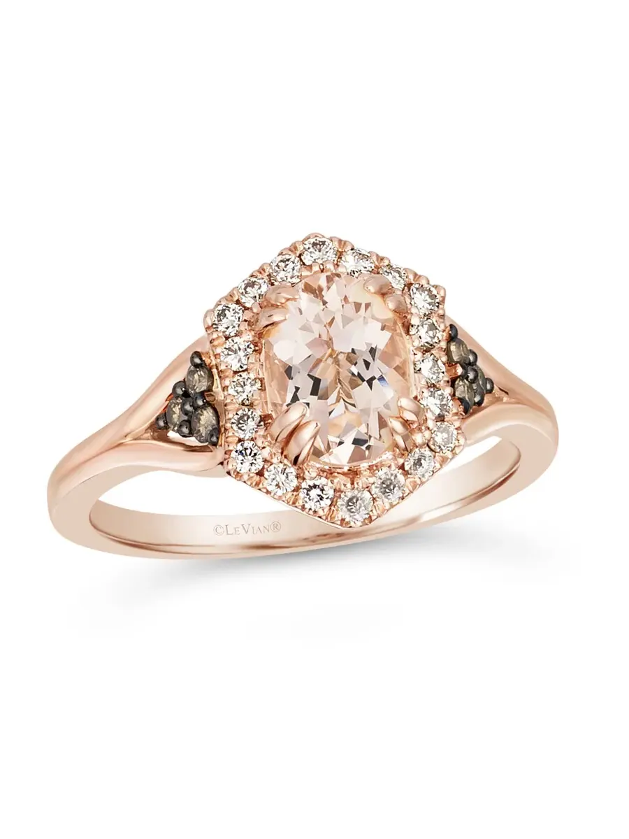 Кольцо Le Vian с персиковым морганитом, выполненное из 14-каратного клубничного золота