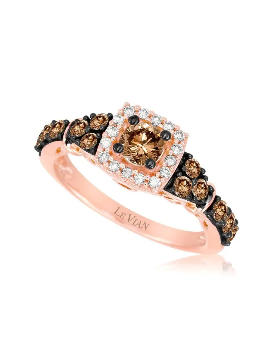 Женское модное кольцо с шоколадными бриллиантами Le Vian из клубничного золота 14 карат — изображение 1 из 1