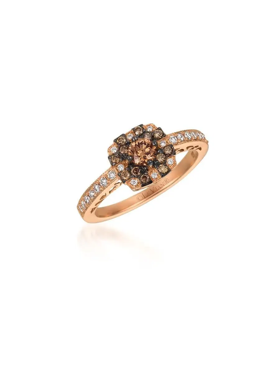 Женское модное кольцо с шоколадными бриллиантами Le Vian из клубничного золота 14 карат