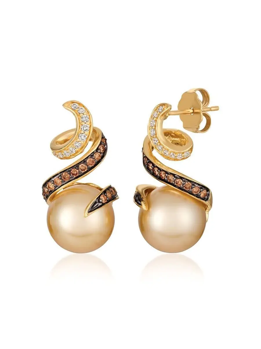 Женские модные серьги Le Vian Wisdom Pearls в оправе из медового золота 14 карат