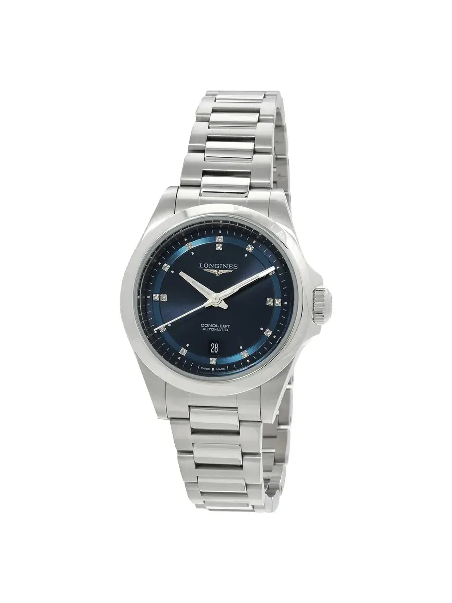 Женские автоматические часы Longines Conquest с бриллиантами и синим циферблатом L3.320.4.97.6 — изображение 1 из 3