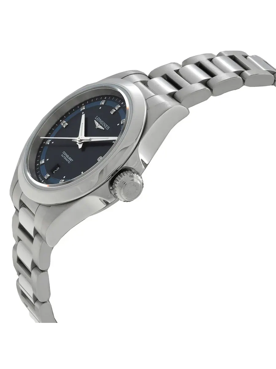 Женские автоматические часы Longines Conquest с бриллиантами и синим циферблатом L3.320.4.97.6 — изображение 2 из 3