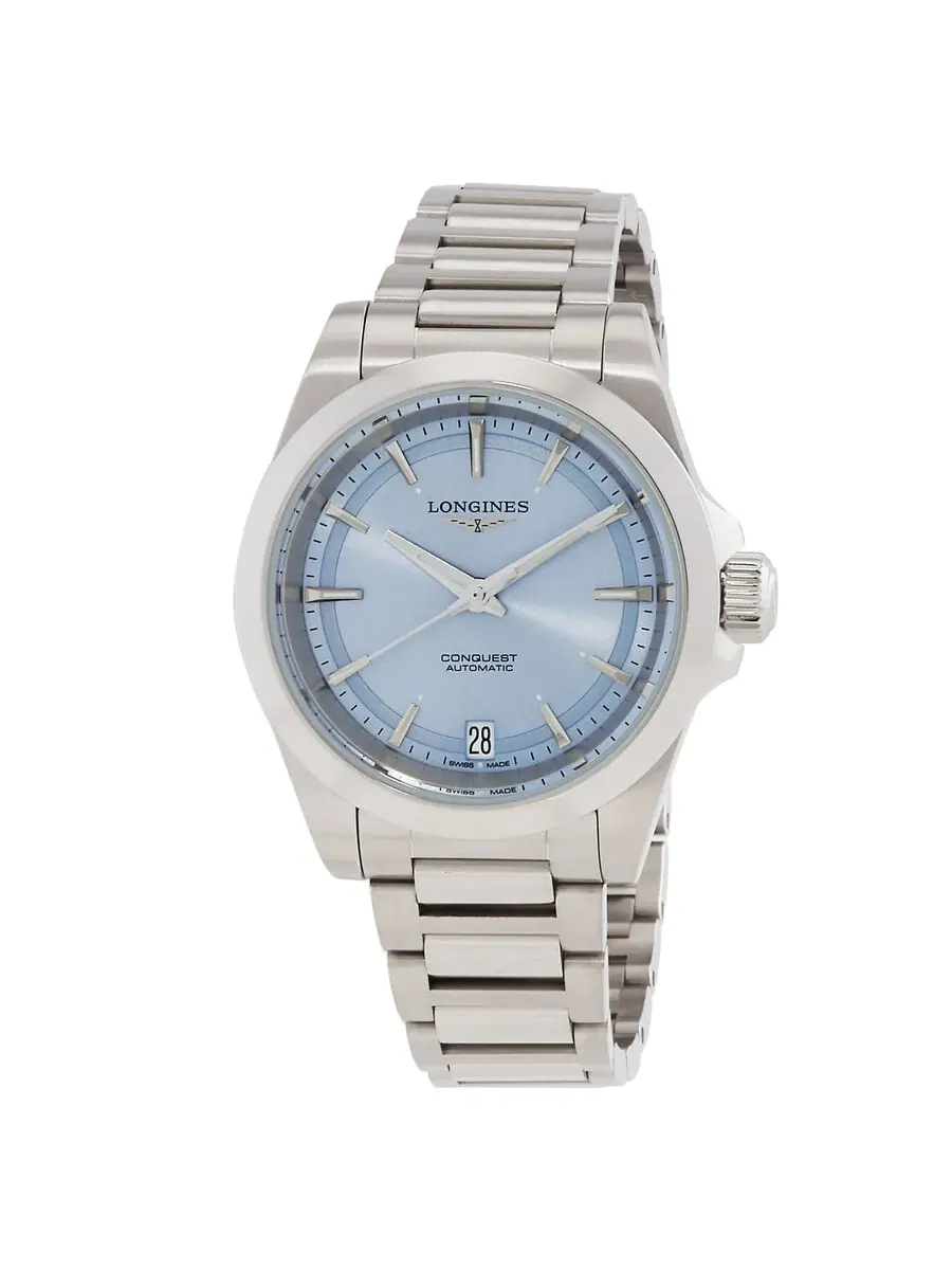 Женские часы Longines Conquest Automatic с синим солнечным циферблатом L3.430.4.92.6 — изображение 1 из 3, оттенок серебряный