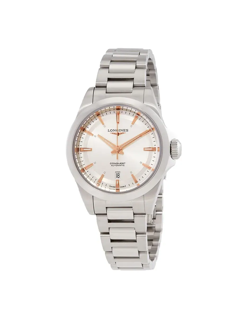 Женские часы Longines Conquest Automatic с серебристым циферблатом L3.320.4.72.6 — изображение 1 из 3, оттенок серебряный