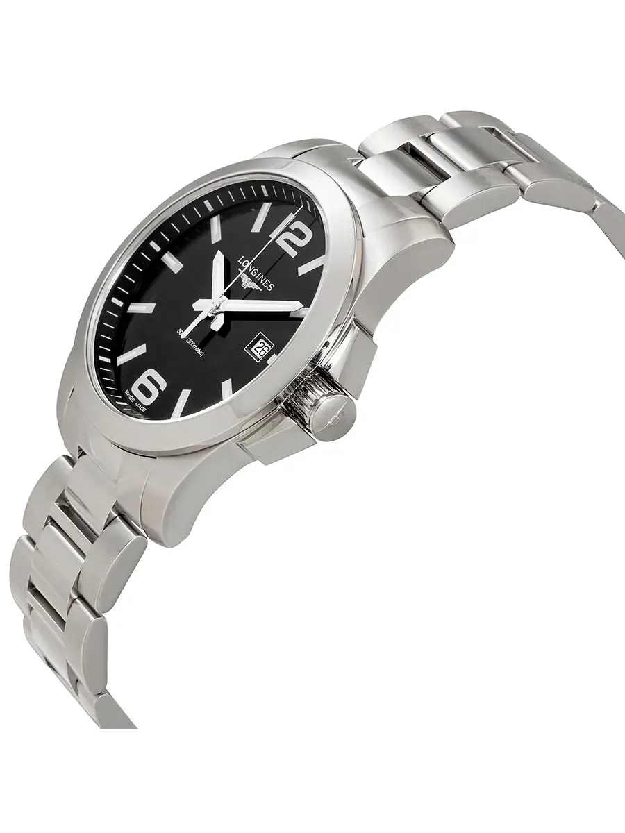 Мужские часы Longines Conquest с черным циферблатом из нержавеющей стали, 43 мм, модель L37604566 — изображение 2 из 3