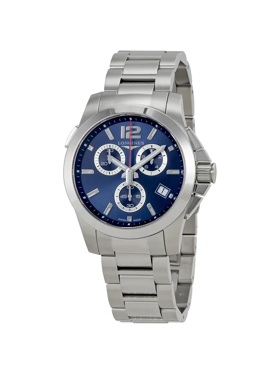Мужские часы Longines Conquest Chronograph с синим циферблатом L37024966 — изображение 1 из 3, оттенок серебряный