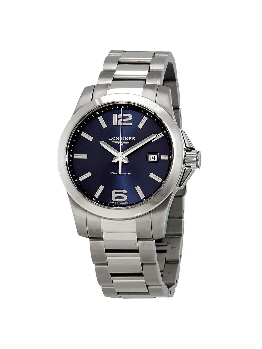 Мужские часы Longines Conquest с синим циферблатом, диаметр 41 мм, модель L3.759.4.96.6 — изображение 1 из 3