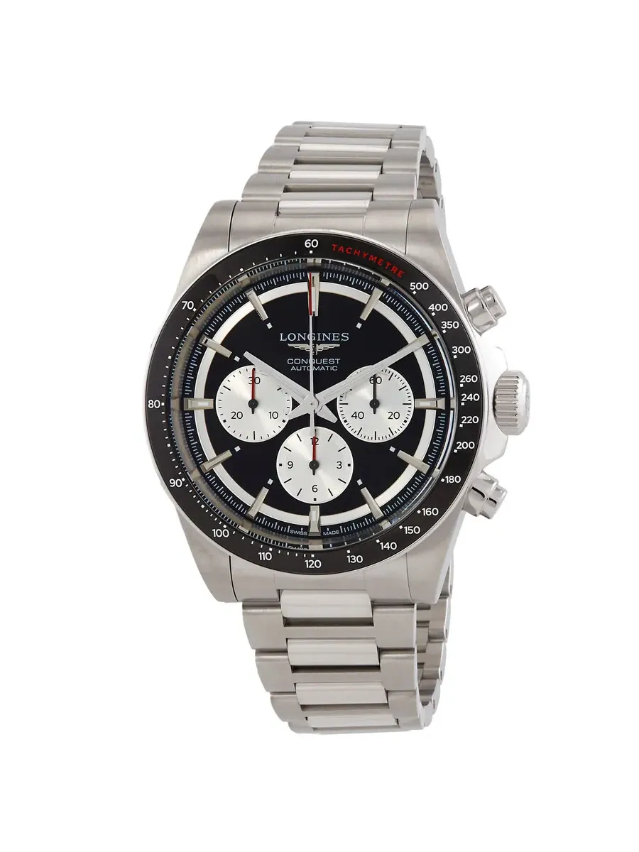 Мужские часы Longines Conquest Chronograph Automatic с черным циферблатом L3.835.4.52.6 — изображение 1 из 3, оттенок черный