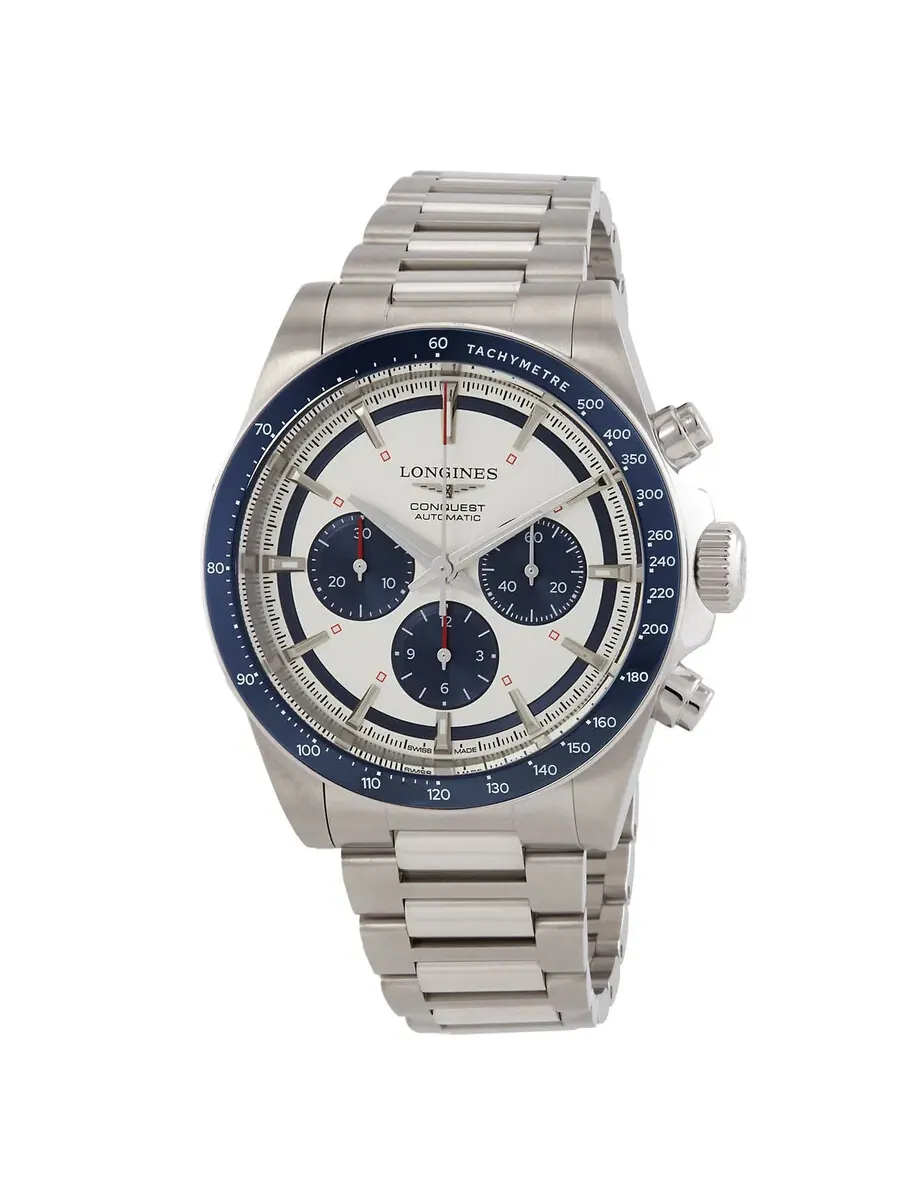 Мужские часы Longines Conquest Chronograph Automatic с серебристым циферблатом L3.835.4.98.6 — изображение 1 из 3