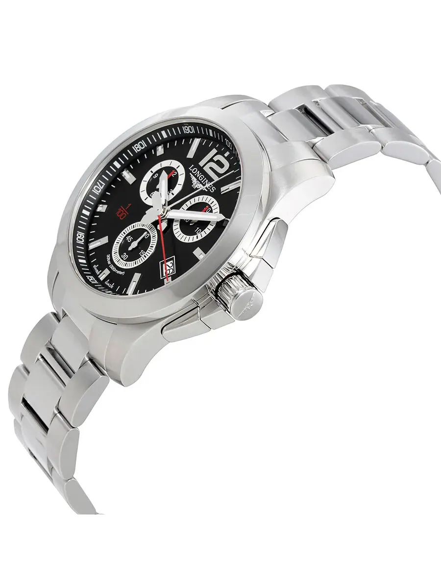 Мужские часы Longines Conquest Chronograph с черным циферблатом L38004566 — изображение 2 из 3, оттенок серебряный