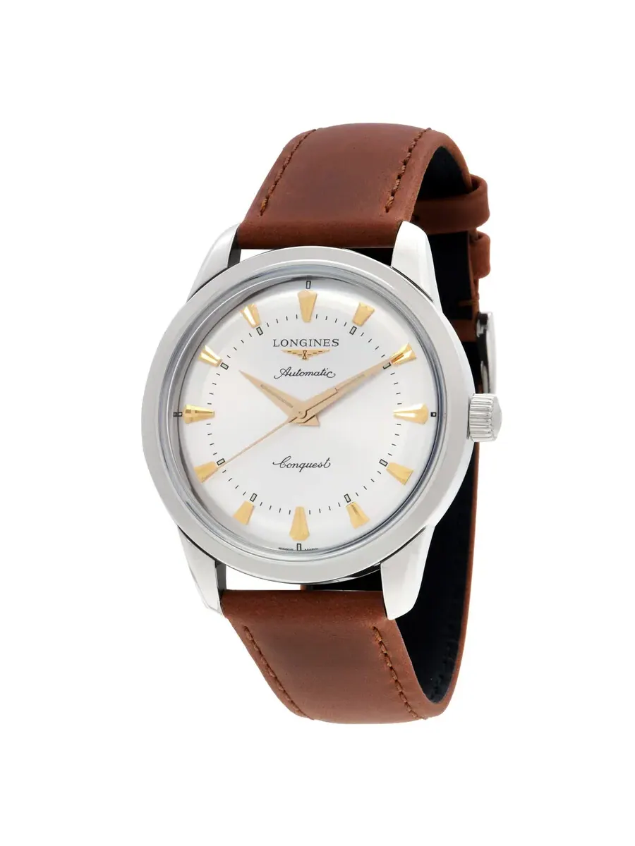 Часы Longines Conquest Heritage Automatic с серебристым циферблатом, унисекс, модель L1.650.4.72.2 — изображение 1 из 3
