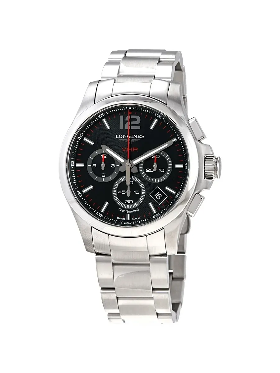 Мужские часы Longines Conquest V.H.P. Perpetual Chronograph Quartz с черным циферблатом L37174566 — изображение 1 из 3