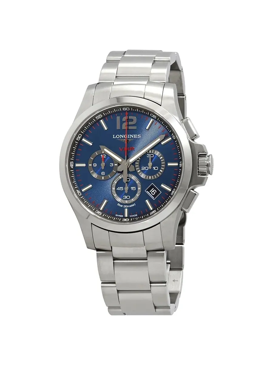 Мужские часы Longines Conquest V.H.P. Perpetual Chronograph Quartz с синим циферблатом L37274966 — изображение 1 из 3
