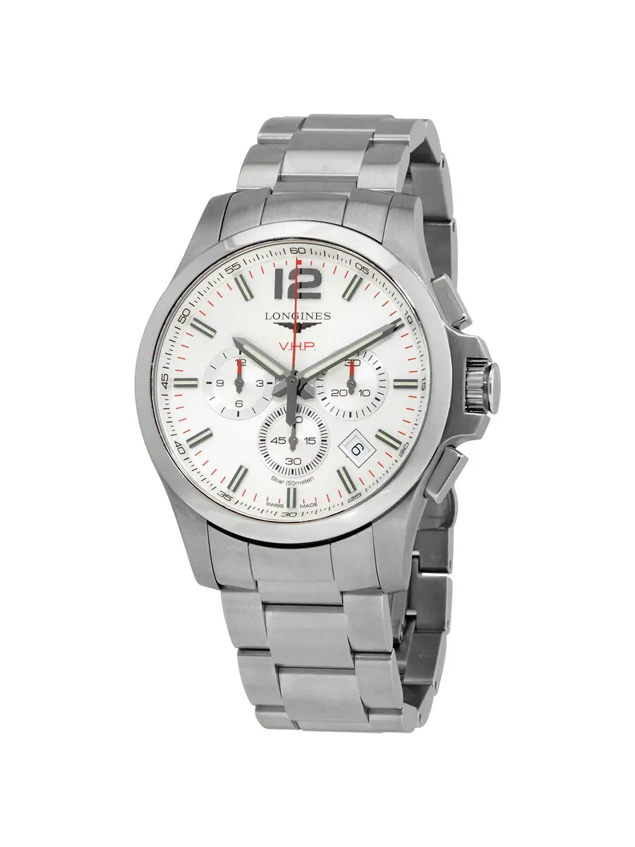 Мужские часы Longines Conquest V.H.P. Chronograph Quartz с серебристым циферблатом L3.727.4.76.6 — изображение 1 из 3