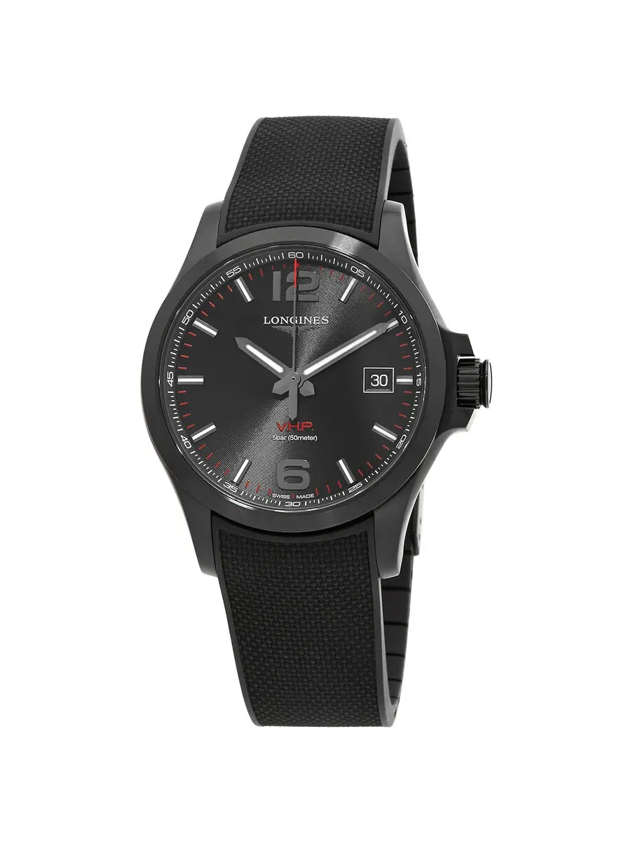 Мужские часы Longines Conquest V.H.P. Quartz с черным циферблатом L37262569 — изображение 1 из 3, оттенок черный