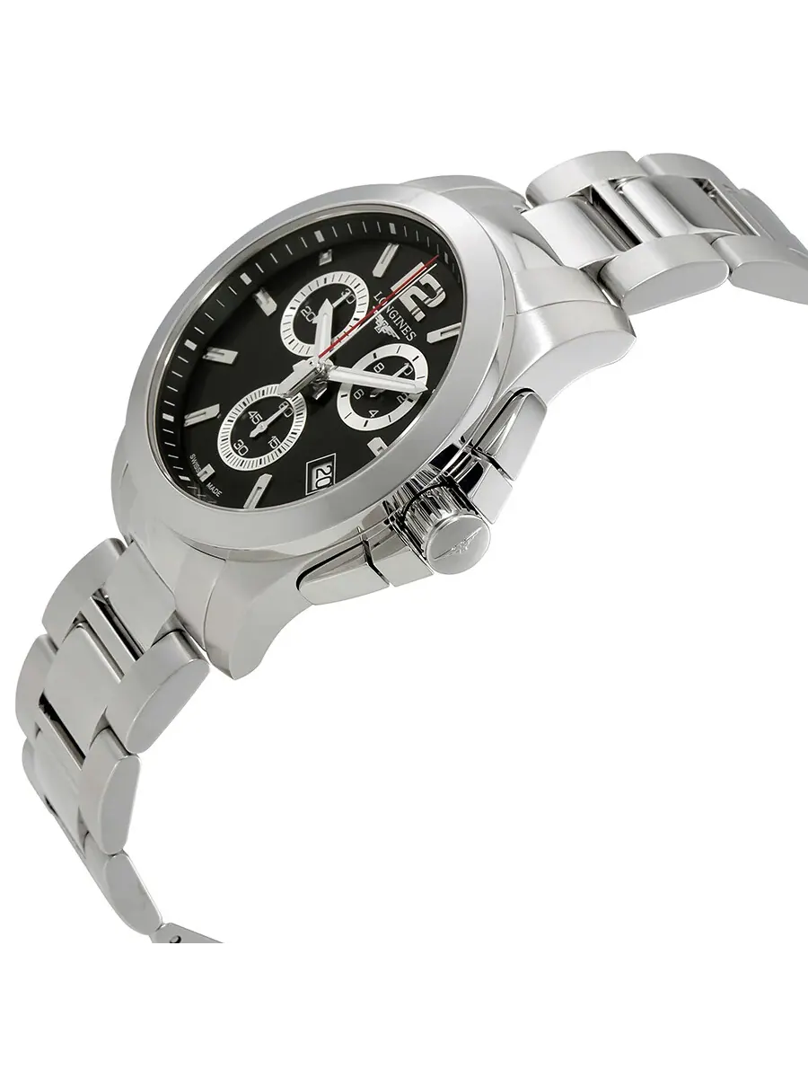 Мужские часы Longines Conquest Chronograph Quartz с черным циферблатом L3.702.4.56.6 — изображение 2 из 3, оттенок серебряный