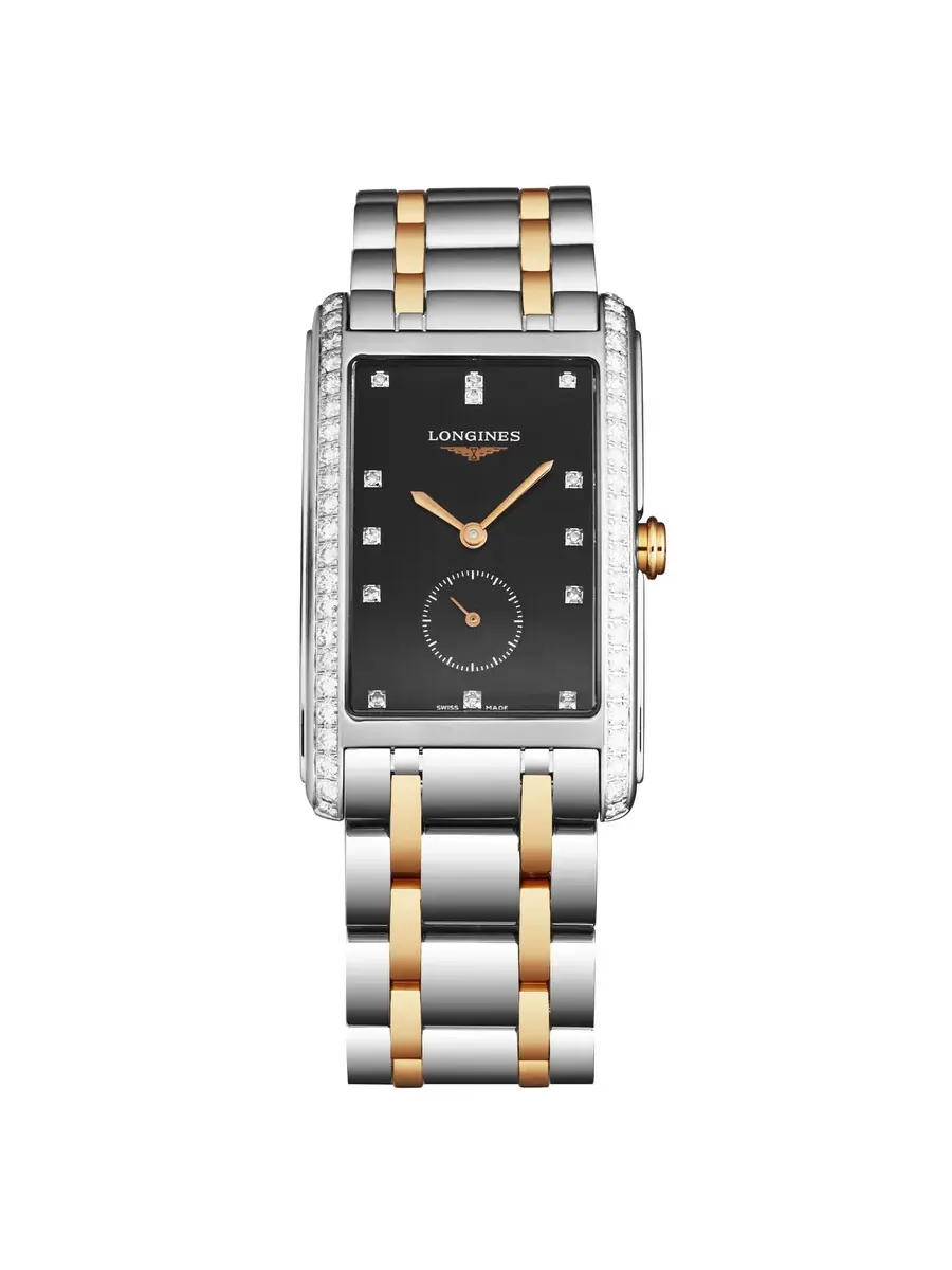 Часы Longines DolceVita кварцевые с бриллиантами, черный циферблат, унисекс L5.755.5.59.7 — изображение 1 из 4