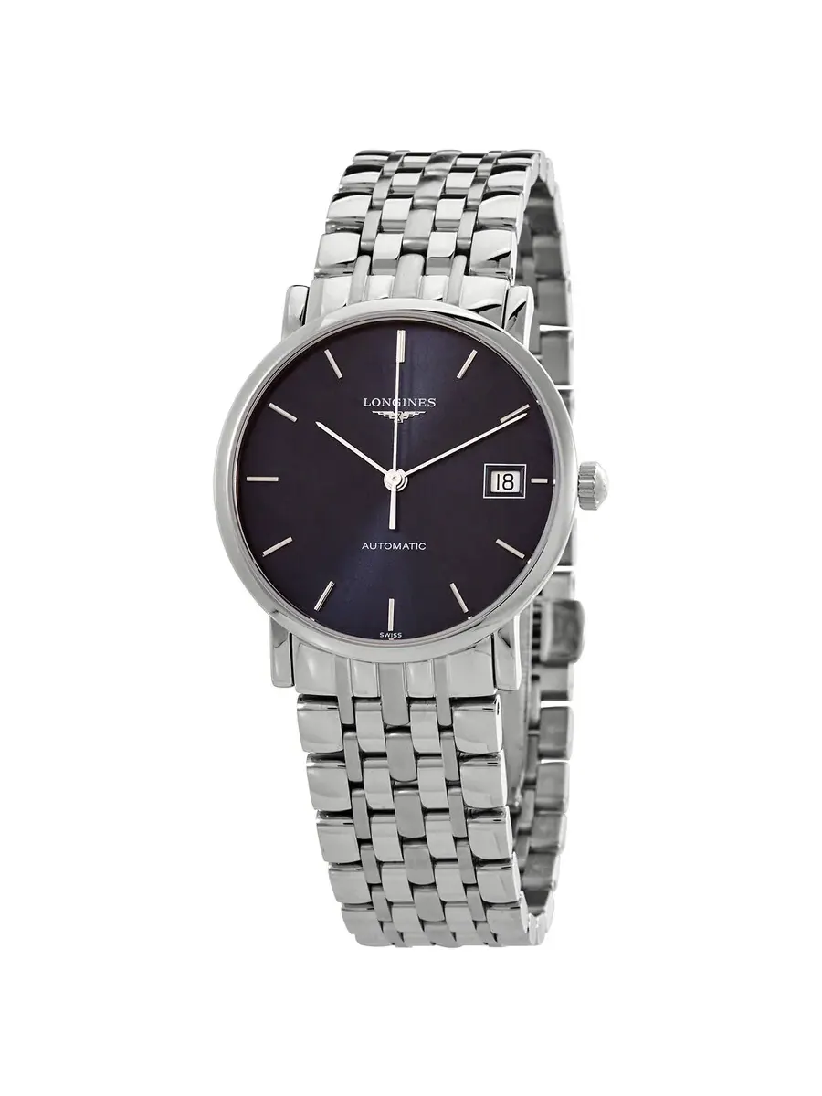 Часы Longines Elegant Automatic с синим циферблатом 34,5 мм L4.809.4.92.6 — изображение 1 из 6, оттенок серебряный