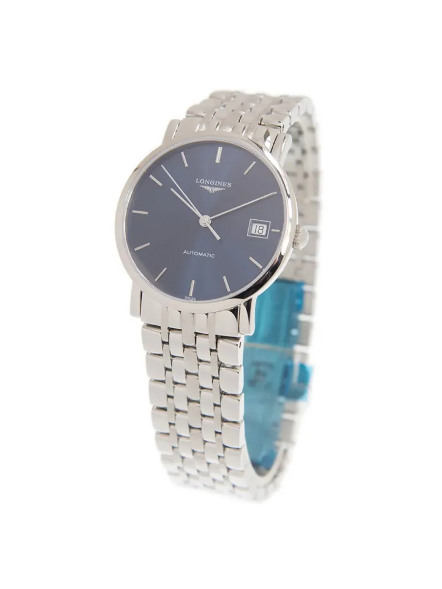 Часы Longines Elegant Automatic с синим циферблатом 34,5 мм L4.809.4.92.6 — изображение 4 из 6, оттенок серебряный