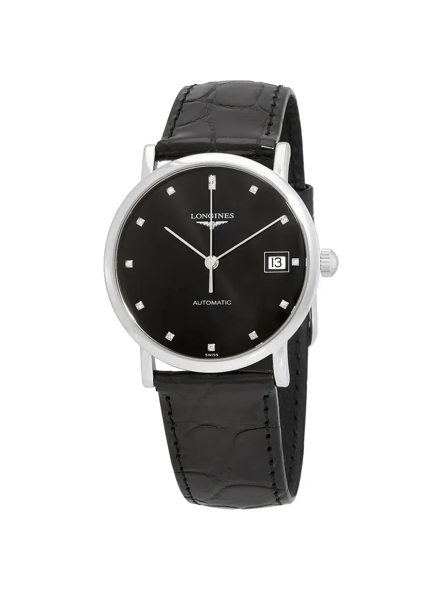 Женские часы Longines Elegant Automatic с черным циферблатом и бриллиантами L4.809.4.57.2 — изображение 1 из 3