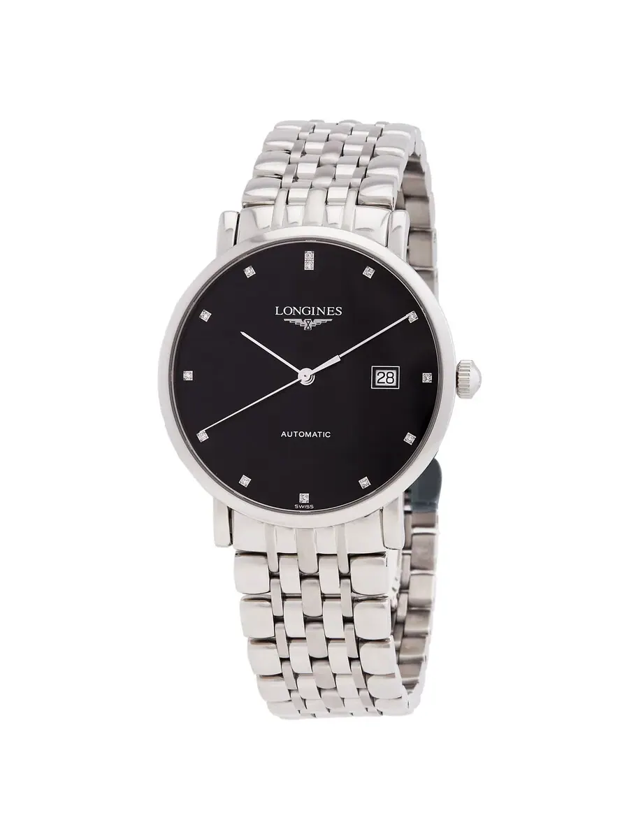 Мужские часы Longines Elegant Automatic с черным циферблатом и бриллиантами L4.910.4.57.6 — изображение 1 из 3