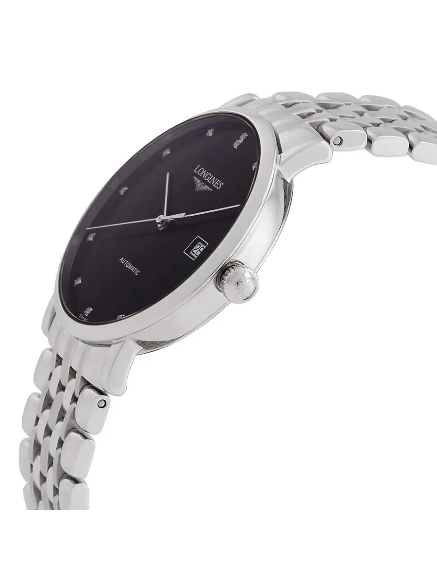 Мужские часы Longines Elegant Automatic с черным циферблатом и бриллиантами L4.910.4.57.6 — изображение 2 из 3