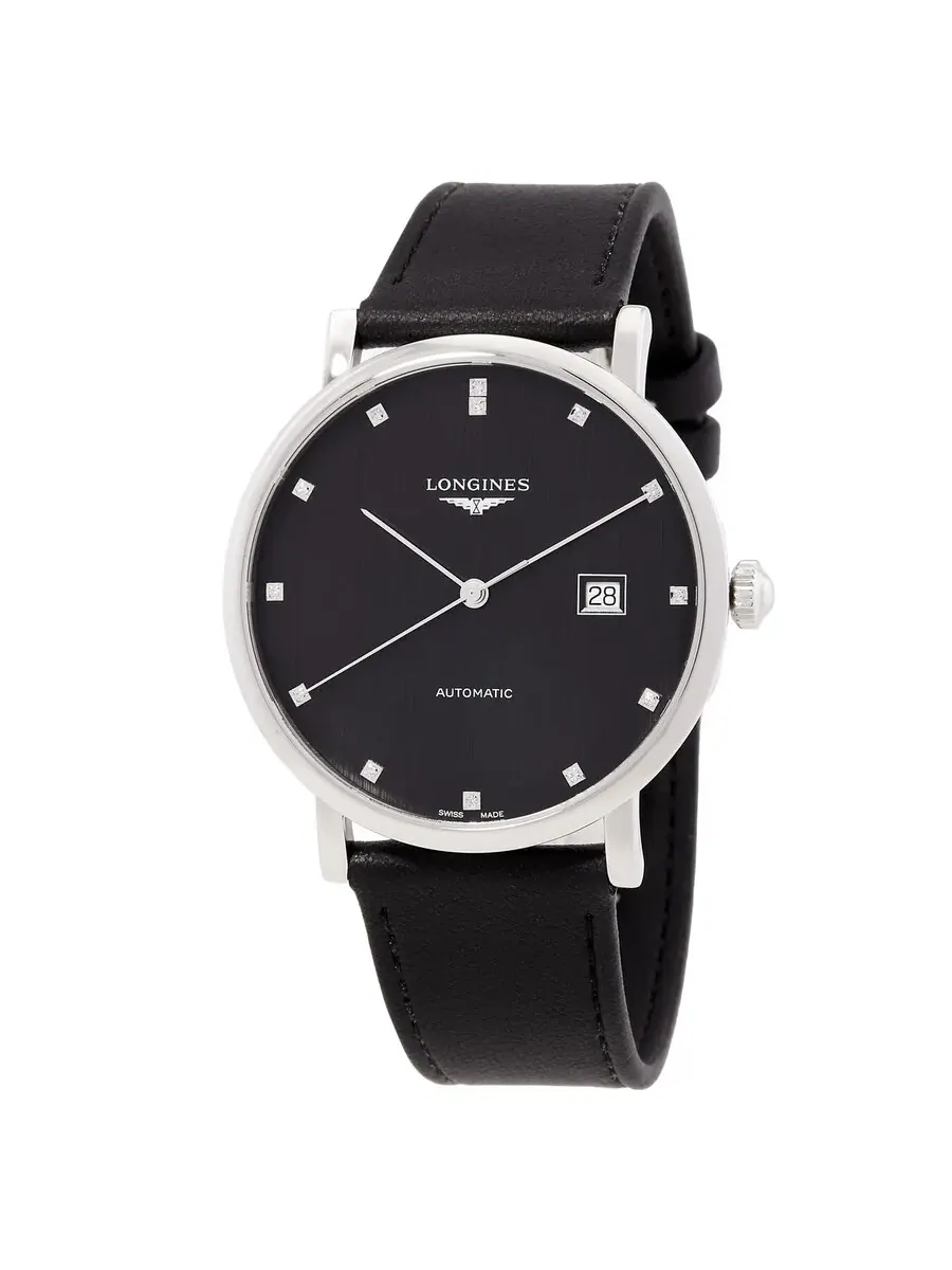 Мужские часы Longines Elegant Automatic с черным циферблатом и бриллиантами L4.911.4.78.2 — изображение 1 из 3