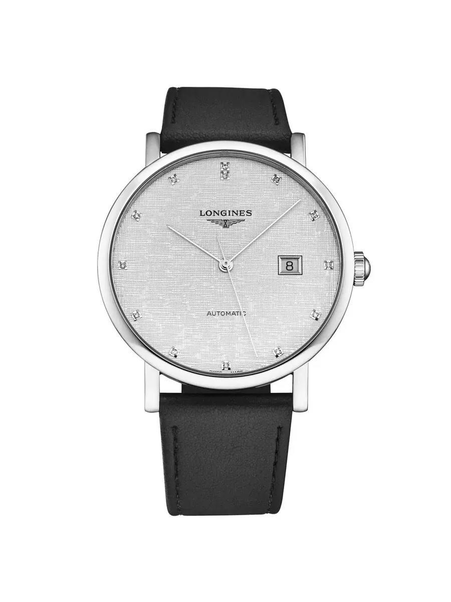 Мужские часы Longines Elegant Automatic с серебристым циферблатом и бриллиантами L4.911.4.77.2 — серебристый