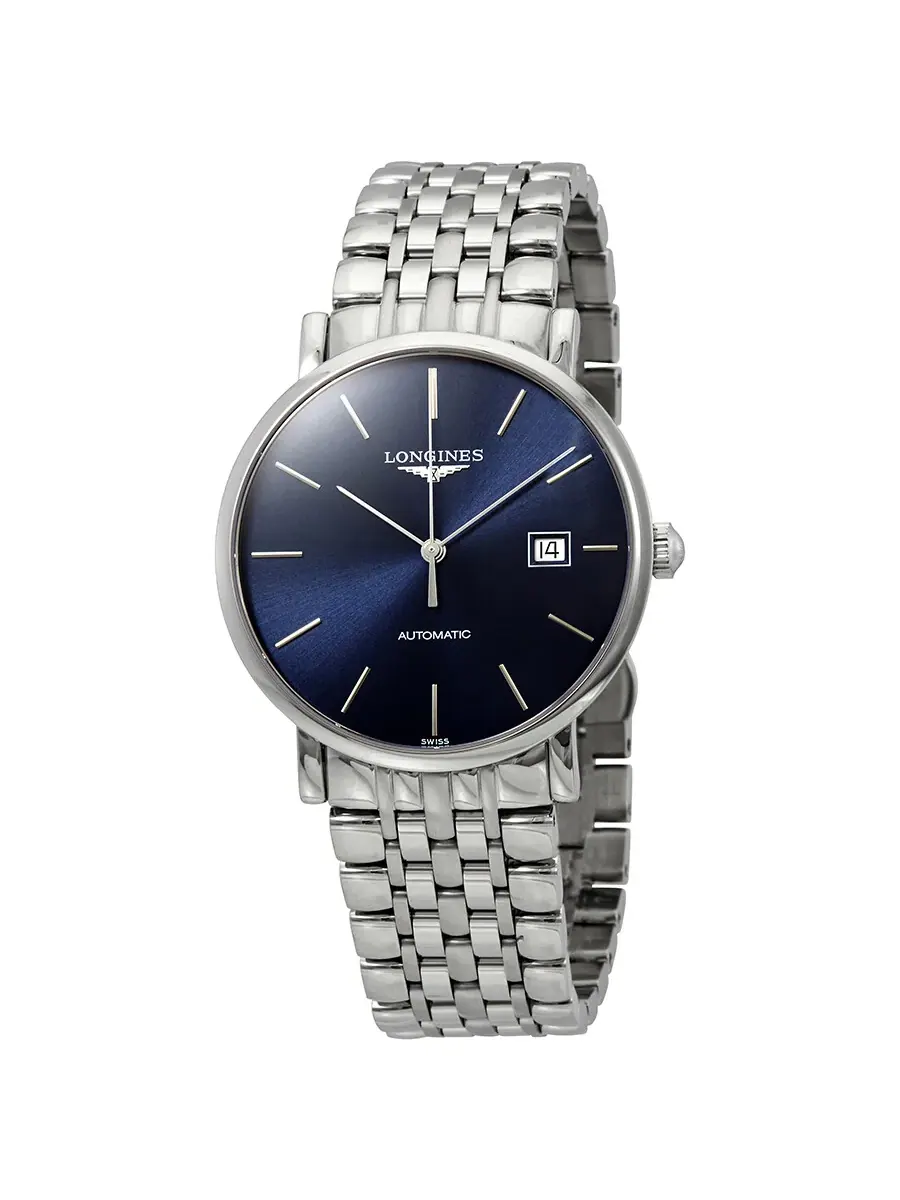 Мужские автоматические часы Longines Elegant с синим циферблатом L49104926 — изображение 1 из 3, оттенок серебряный