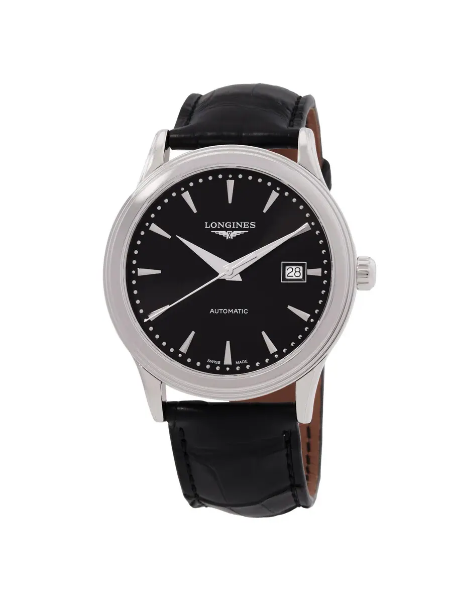 Мужские автоматические часы Longines Flagship с черным циферблатом L4.984.4.59.2 — изображение 1 из 3, оттенок серебряный