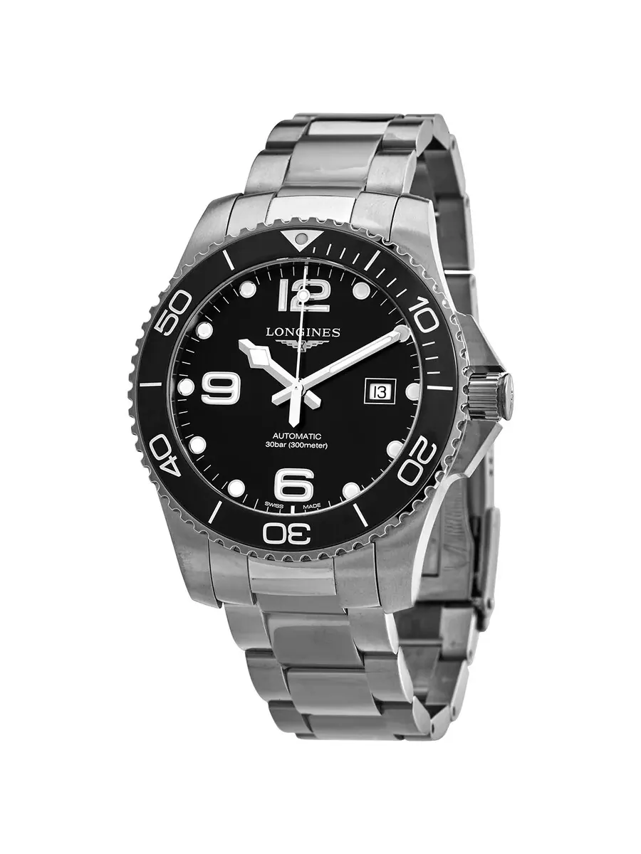 Мужские часы Longines Hydroconquest Automatic с черным керамическим безелем, диаметр 43 мм, модель L37824566, оттенок черный