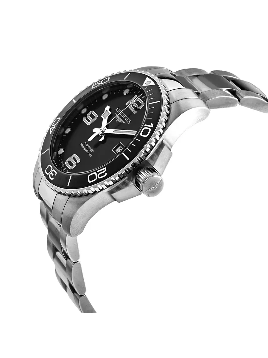 Мужские часы Longines Hydroconquest Automatic с черным керамическим безелем, диаметр 43 мм, модель L37824566, оттенок черный