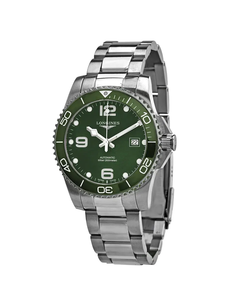 Мужские автоматические часы Longines HydroConquest с зеленым циферблатом L37814066 — изображение 1 из 3, оттенок серебряный