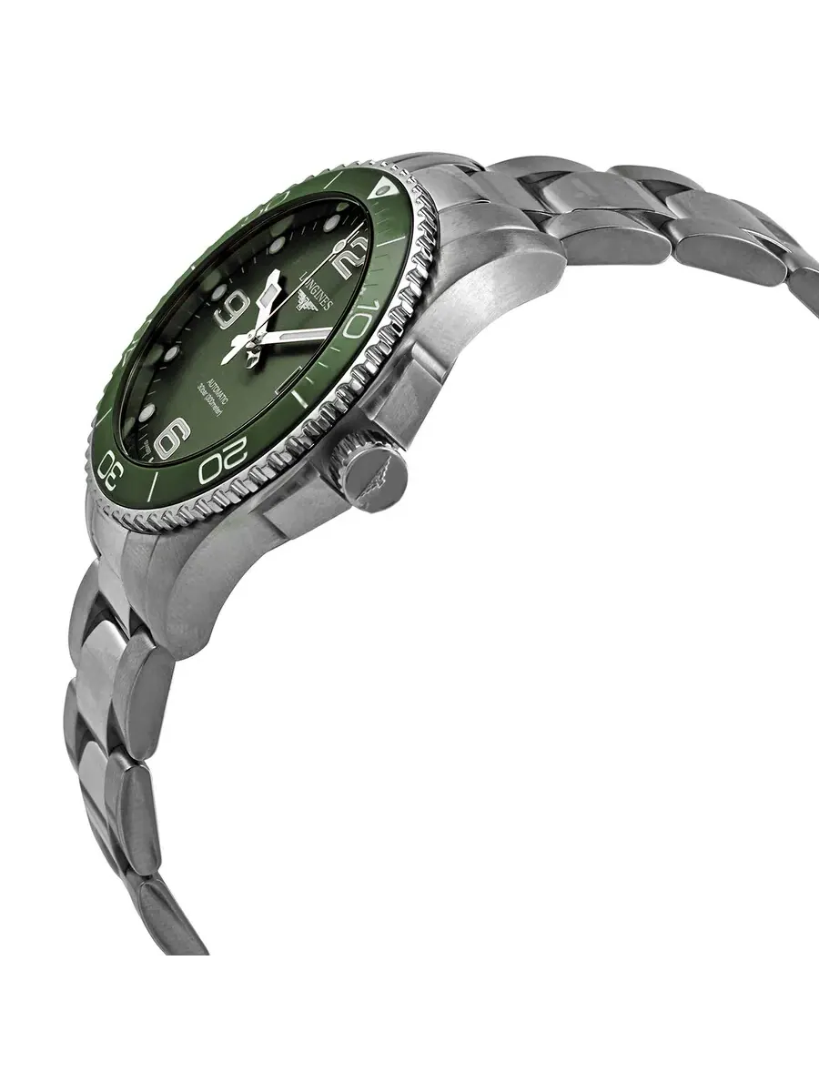 Мужские автоматические часы Longines HydroConquest с зеленым циферблатом L37814066 — изображение 2 из 3, оттенок серебряный