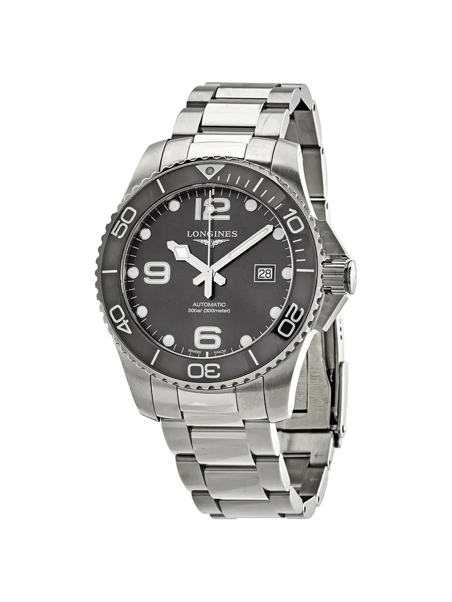 Мужские часы Longines Hydroconquest Automatic с серым керамическим безелем, диаметр 43 мм, модель L37824766
