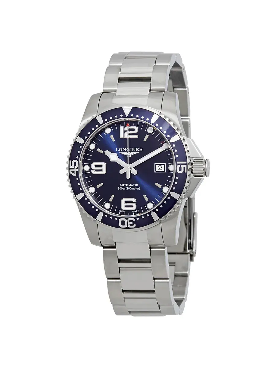 Мужские часы Longines HydroConquest Automatic с синим циферблатом 41 мм L37424966 — изображение 1 из 3, оттенок серебряный