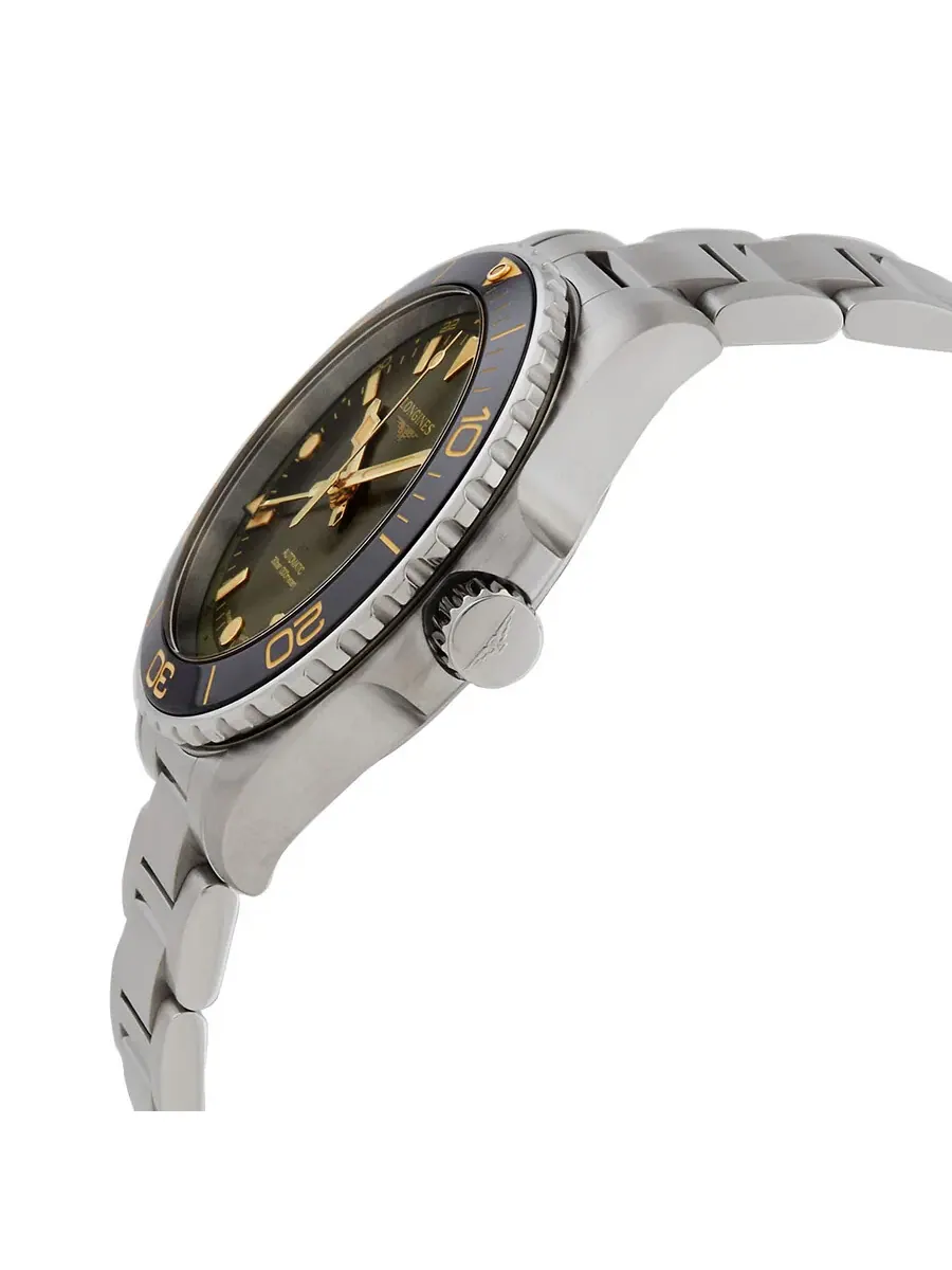 Мужские часы Longines Hydroconquest GMT Automatic с зеленым циферблатом L3.890.4.06.6 — изображение 2 из 3, оттенок черный